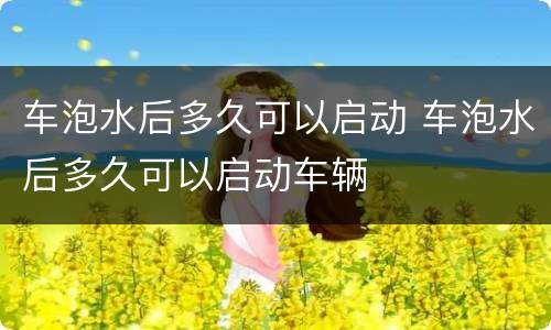 车泡水后多久可以启动 车泡水后多久可以启动车辆