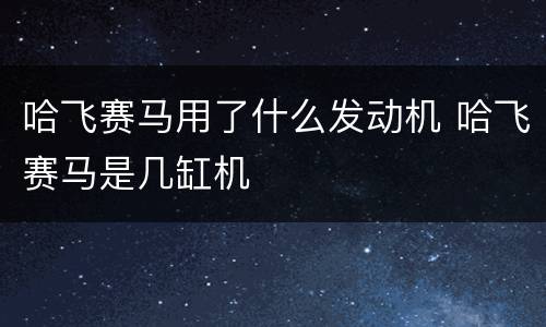 哈飞赛马用了什么发动机 哈飞赛马是几缸机
