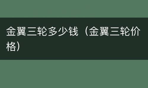 金翼三轮多少钱（金翼三轮价格）