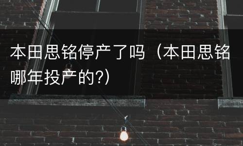 本田思铭停产了吗（本田思铭哪年投产的?）