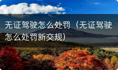 无证驾驶怎么处罚（无证驾驶怎么处罚新交规）