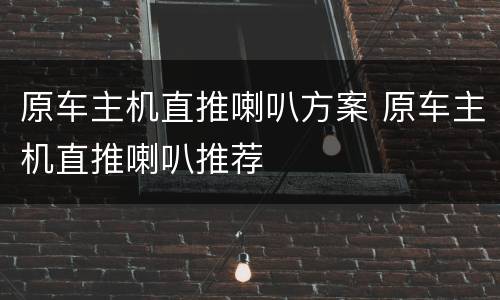 原车主机直推喇叭方案 原车主机直推喇叭推荐