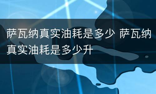 萨瓦纳真实油耗是多少 萨瓦纳真实油耗是多少升