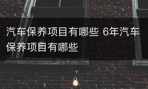 汽车保养项目有哪些 6年汽车保养项目有哪些