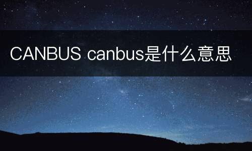 CANBUS canbus是什么意思