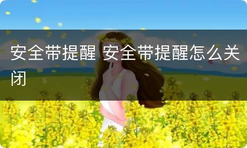 安全带提醒 安全带提醒怎么关闭