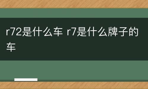 r72是什么车 r7是什么牌子的车