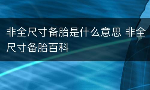 非全尺寸备胎是什么意思 非全尺寸备胎百科