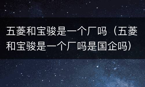 五菱和宝骏是一个厂吗（五菱和宝骏是一个厂吗是国企吗）