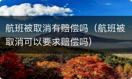 航班被取消有赔偿吗（航班被取消可以要求赔偿吗）