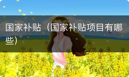 国家补贴（国家补贴项目有哪些）