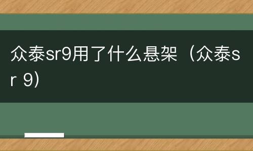 众泰sr9用了什么悬架（众泰sr 9）