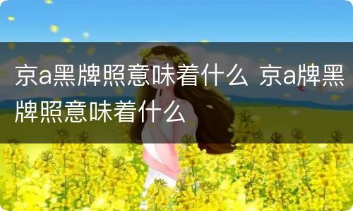 京a黑牌照意味着什么 京a牌黑牌照意味着什么