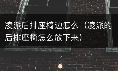 凌派后排座椅边怎么（凌派的后排座椅怎么放下来）