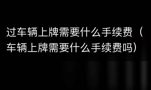 过车辆上牌需要什么手续费（车辆上牌需要什么手续费吗）