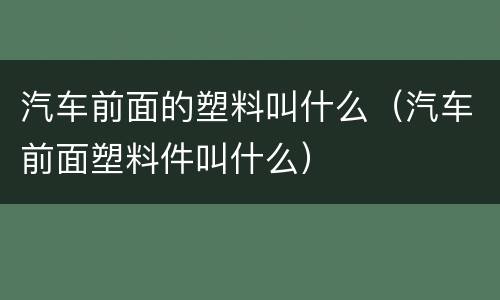 汽车前面的塑料叫什么（汽车前面塑料件叫什么）