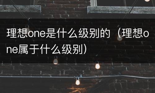 理想one是什么级别的（理想one属于什么级别）