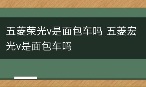 五菱荣光v是面包车吗 五菱宏光v是面包车吗