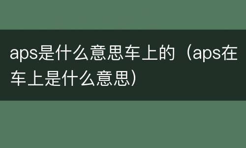 aps是什么意思车上的（aps在车上是什么意思）
