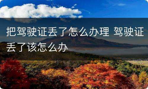 把驾驶证丢了怎么办理 驾驶证丢了该怎么办