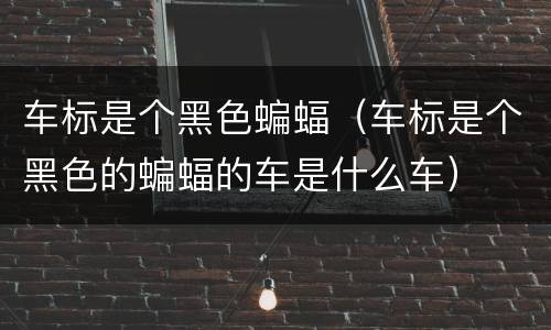 车标是个黑色蝙蝠（车标是个黑色的蝙蝠的车是什么车）