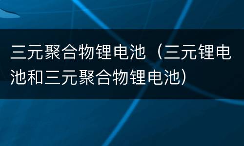 三元聚合物锂电池（三元锂电池和三元聚合物锂电池）