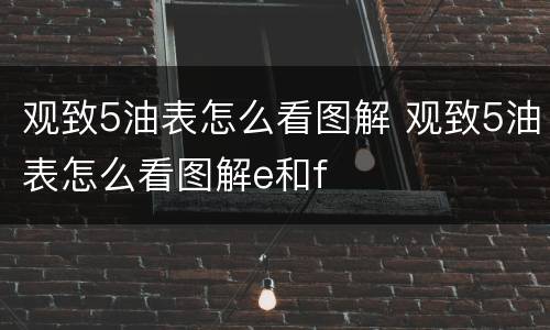 观致5油表怎么看图解 观致5油表怎么看图解e和f