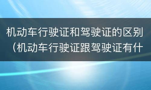 机动车行驶证和驾驶证的区别（机动车行驶证跟驾驶证有什么区别）
