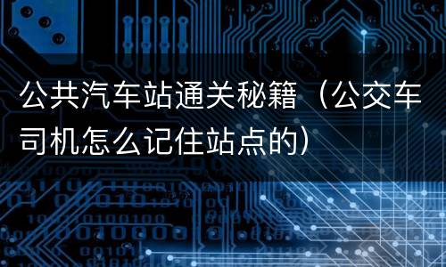 公共汽车站通关秘籍（公交车司机怎么记住站点的）