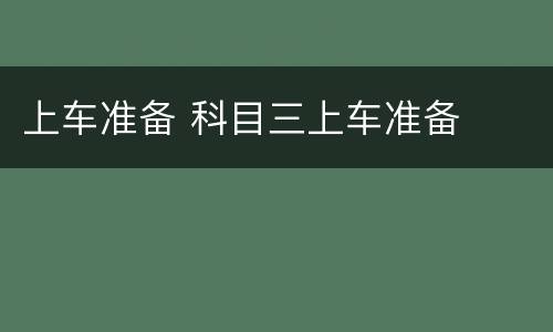 上车准备 科目三上车准备