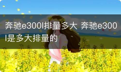 奔驰e300l排量多大 奔驰e300l是多大排量的