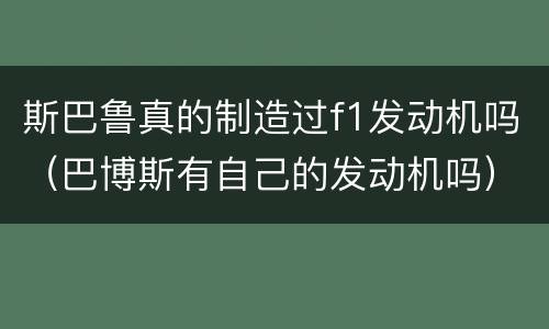 斯巴鲁真的制造过f1发动机吗（巴博斯有自己的发动机吗）