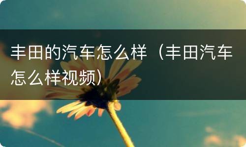 丰田的汽车怎么样（丰田汽车怎么样视频）