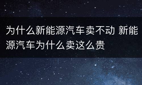 为什么新能源汽车卖不动 新能源汽车为什么卖这么贵