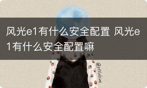 风光e1有什么安全配置 风光e1有什么安全配置嘛