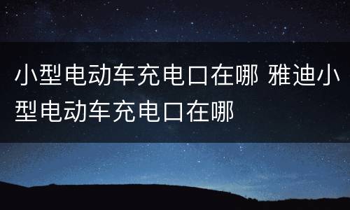 小型电动车充电口在哪 雅迪小型电动车充电口在哪