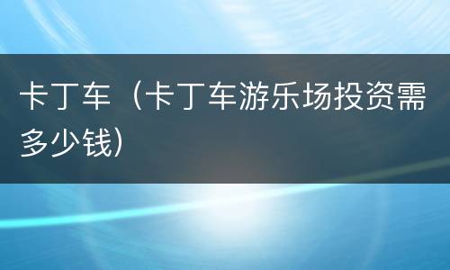 卡丁车（卡丁车游乐场投资需多少钱）