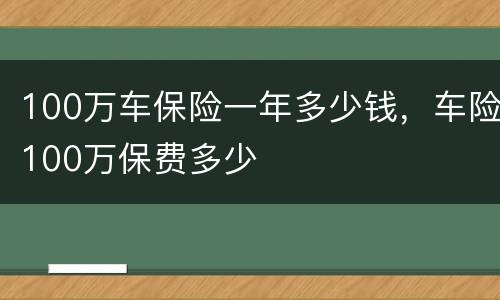 100万车保险一年多少钱，车险100万保费多少
