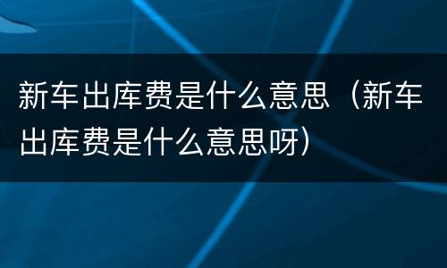 新车出库费是什么意思（新车出库费是什么意思呀）