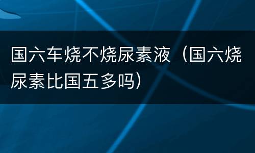 国六车烧不烧尿素液（国六烧尿素比国五多吗）