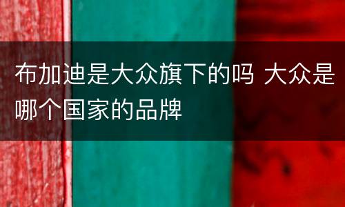 布加迪是大众旗下的吗 大众是哪个国家的品牌