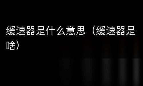 缓速器是什么意思（缓速器是啥）