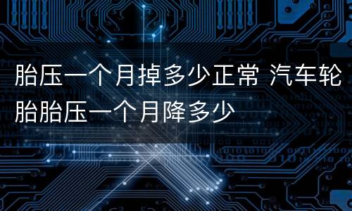 胎压一个月掉多少正常 汽车轮胎胎压一个月降多少