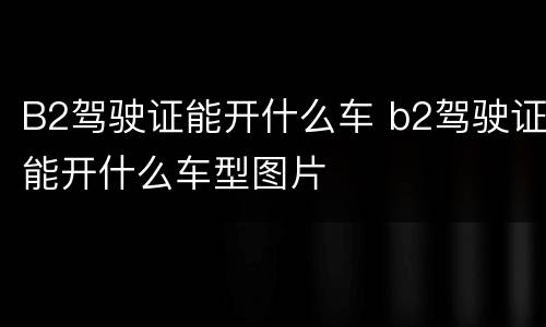 B2驾驶证能开什么车 b2驾驶证能开什么车型图片