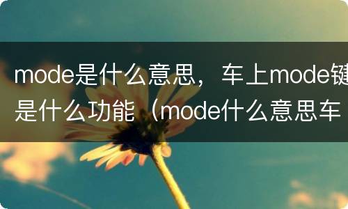 mode是什么意思，车上mode键是什么功能（mode什么意思车上的按键）