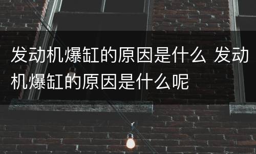 发动机爆缸的原因是什么 发动机爆缸的原因是什么呢