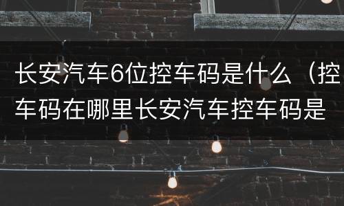 长安汽车6位控车码是什么（控车码在哪里长安汽车控车码是什么）