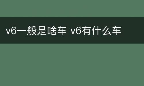 v6一般是啥车 v6有什么车