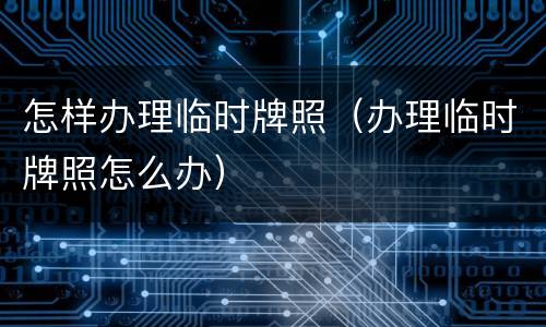 怎样办理临时牌照（办理临时牌照怎么办）