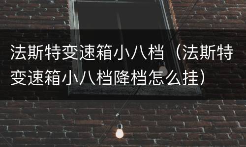 法斯特变速箱小八档（法斯特变速箱小八档降档怎么挂）